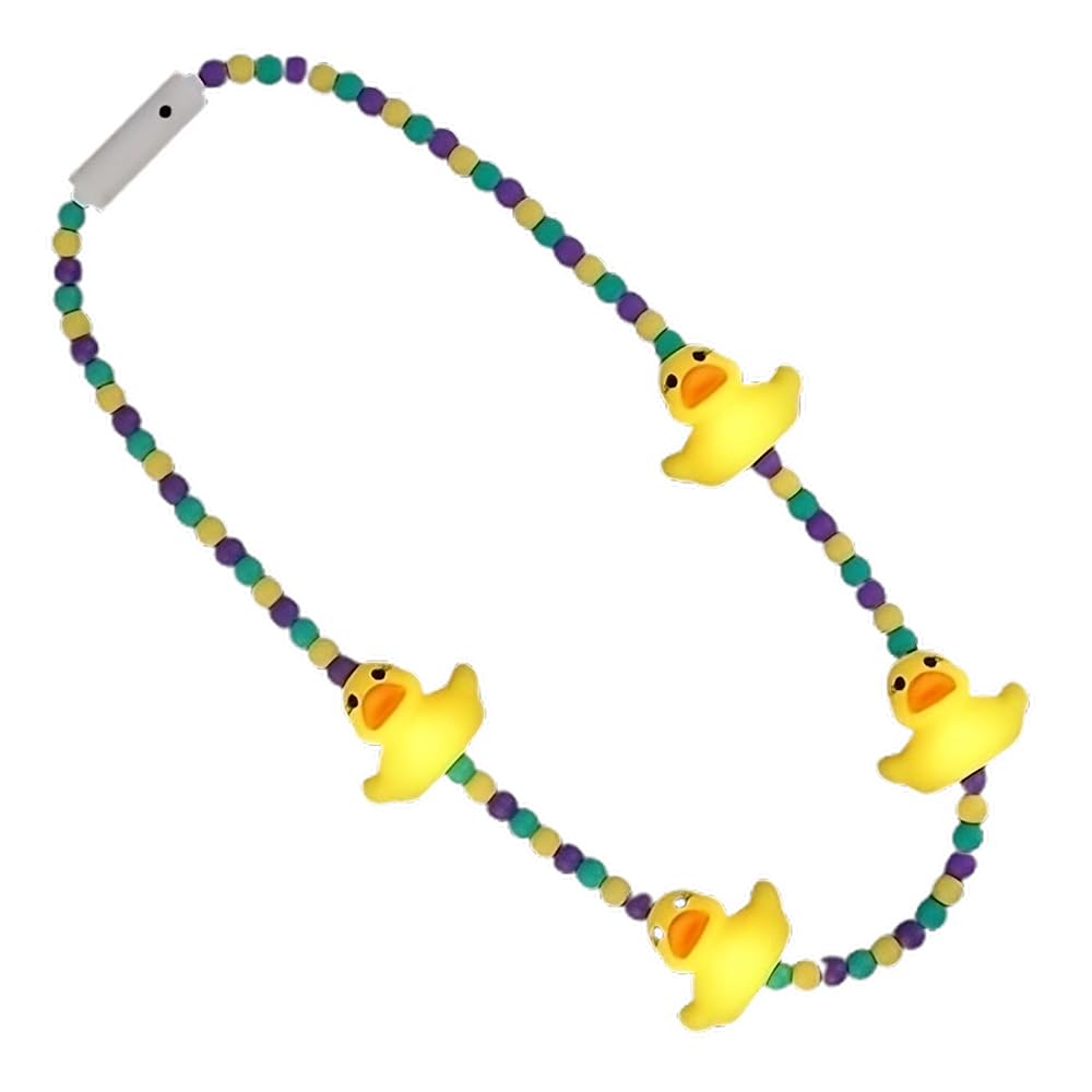 blinkee Light Up Squeezable Rubber Duck Charms Beaded Necklace