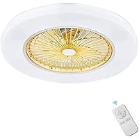 Illuminated Ceiling Fan Modern Creative Invisible Fan LED Ceiling Lamp with Remote Control 3-Speed Ultra-Quiet Bedroom Living Room Dining Room Lighting (Color : Yellow)