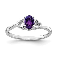 RKGEMSS Natural Amethyst Oval Shape Silver Heart Ring, Stackable Ring, February Birthstone Ring, 925 Sterling Silver Ring, Valentine's Day Gift, Dainty Ring, Gift For Her