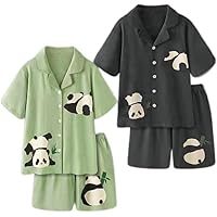 Matching Pajamas For Couples Panda Print 2 Pieces Loungewear Top and Short Homewear Set