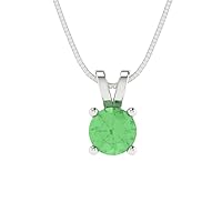Clara Pucci 0.50 ct Round Cut Genuine Green Simulated Diamond Solitaire Pendant Necklace With 18
