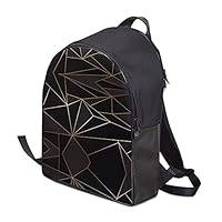The Fashion Access Abstract Black Polygon with Gold Line Backpack