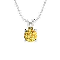 Clara Pucci 0.50 ct Round Cut Canary Yellow Simulated Diamond Gem Solitaire Pendant Necklace With 18