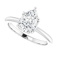 JEWELERYIUM 2 CT Pear Cut Colorless Moissanite Engagement Ring, Wedding/Bridal Ring Set, Solitaire Halo Style, Solid Sterling Silver Vintage Antique Anniversary Promise Ring Gifts for Her