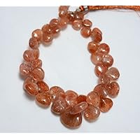 Sunstone Heart Shape Beads, Sunstone Plain Heart Shape Gemstone for Jewelry, 8-16mm Approx, 9 Inch Strand