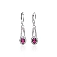 RKGEMSS AAA+ Natural Rhodolite Garnet 925 Sterling Silver Fancy Earrings ~ Garnet Gemstone Dangle Earrings Pair ~ Lever Back Hook ~ Pink Rhodolite Silver Jewelry ~ Gift For Her