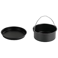 Pizza Pan Cake Barrel Air Fryer Non-Stick Steel Baking Accessories 6inch for Home Kitchen Resturant 2PCS