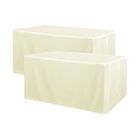 Obstal 2 Pack Table Clothes for 8 Foot Rectangle Tables - Water Resistant Washable Fabric Polyester Rectangle Table Cover Protector for Wedding, Banquet and Trade Shows, 96L x 30W Inches, Cream
