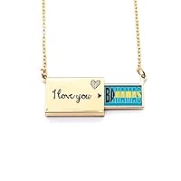 Bahamas Country Flag Name Letter Envelope Necklace Pendant Jewelry