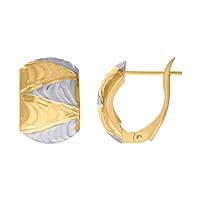14k Two tone Gold Womens Fashion Latch Back Earrings Measures 14.4x10.1mm Wide Jewelry for Women