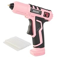 4V Cordless Hot Glue Gun - Wireless Glue Gun Kit with 15 Second Warm-Up Time and 20 Glue Sticks - Crafting and Classroom Essentials by Stalwart (Pink)