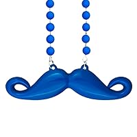 Funky Mustache Beaded Necklace Blue Pack of 12