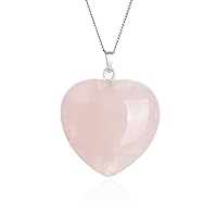 1pc You Are My Only Love Natural Large Heart Drop Pendant Gemstone Necklace Healing Crystal Stone Quartz 26 Inch Hypoallergenic Tarnish Resistant Women Jewellery
