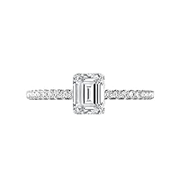 Emerald Cut Moissanite Engagement Ring 1.0ct Solitaire 925 Sterling Silver Wedding Promise Rings for Women