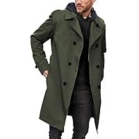 Gafeng Mens Trench Coat Double Breasted Notched Lapel Casual Slim Fit Long Jacket Windbreaker Overcoat