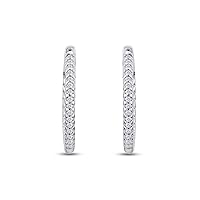 1/2 Cttw Round Cut Natural White Diamond Inside-Outside Hoop Earrings In 14K Gold Over Sterling Silver (0.5 Cttw, I2-I3 Clarity)