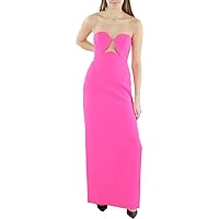 BCBGMAXAZRIA Women's Strapless Long Evening Dress W Wire Cut Out Neck Bonded Bodice Floor Length Column Skirt Side Slit