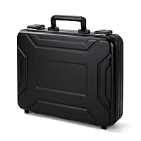 Small briefcase 14.5X10.6X4.5 Inch Laptop Brief case Locking Hard Briefcase Attache Case Black Money Suitcase for Cash Removable Lining with Foam