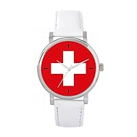 Switzerland Flag Watch 38mm Case 3atm Water Resistant Custom Designed Quartz Movement Luxury Fashionable