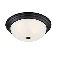 DESIGNERS FOUNTAIN 15 inch Modern 3-Light Flush Mount Ceiling Light Fixture, Oil Rubbed Bronze with Etched Glass Shade, 1257L-ORB-W