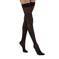 JOBST UltraSheer Thigh High with Silicone Dot Top Band, 20-30 mmHg Compression Stockings, Closed Toe, Medium, Classic Black