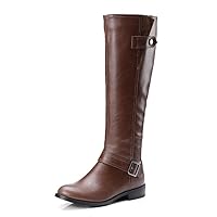 Women's Spring and Autumn Boots Women's Shoes Black Brown PU Low-Heeled Knee high Boots Low-Heeled high Boots but Knee Boots Women's Boots