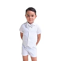 Boy 4 Piece Linen Outfit - White, Ring Bearer Outfit, Page boy Outfit