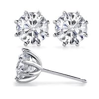 GOWE Vintage 8-Prong Stud Earrings 14K Gold Total 2 Carat Center Lab Grown Moissanites Diamond Stud Earrings Gold and Diamond Jewelry