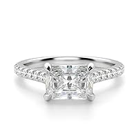 10K Solid White Gold Handmade Engagement Rings 1 CT Radiant Cut Moissanite Diamond Solitaire Wedding/Bridal Ring for Women/Her, Wedding Gift for Wife