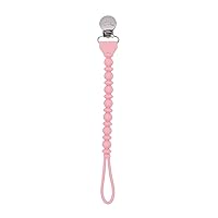 Itzy Ritzy Silicone Pacifier Clip; 100% Silicone Pacifier Strap with Clip Keeps Pacifiers, Teethers & Small Toys in Place; Features One-Piece Design & Silicone Cord, Pink with Silver Clip