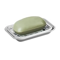 iDesign Gia Bar Soap Dish for Bathroom Vanities, Kitchen Sink - 2 Piece, Polished, Small