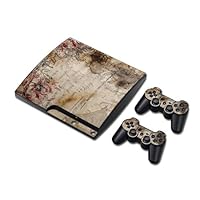 Vinyl Decal Skin/stickers Wrap for PS3 Slim Play Station 3 Console and 2 Controllers-Map