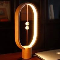 Heng Balance Lamp,Creative Smart Balance Magnetic Switch LED Table Lamp,USB Powered LED Table Lamp Desk Lamp for Home,Office (Wood)