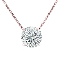 The Diamond Deal .50ct (1/2Cttw) Carat Round Brilliant Solitaire Lab-Grown Floating Diamond Solitaire Pendant Necklace For Women Girls infants in 14k Rose Gold With 18