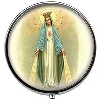Our Lady of The Miraculous Medal Pill Box,Candy Box Virgin Mary Jewelry Charm Jewelry Glass Photo Jewelry