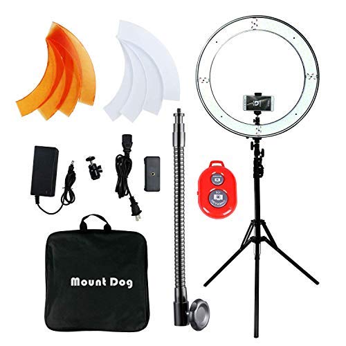 MOUNTDOG 18" Ring Light Kit 55W Bluetooth LED Ringlight Lighting with Tripod Stand Dimmable 3200K/5500K YouTube Circle Lighting Ringlights for ...