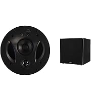 Polk Audio 70-RT 3-Way In-Ceiling Speaker (2.5” Driver, 7” Sub) - The Vanishing Series | Power Port | Paintable Grille | Dual Band-Pass Bass Ports White, White and Polk Audio PSW10 10