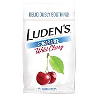 Luden's Sugar Free Wild Cherry Throat Drops, Sore Throat Relief, 25 Count (6 Pack)
