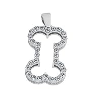 Bark Avenue Jewelers-Diamond Bone Pendant with Gallery Accent-14 Karat White Gold Mid Size 0.90 cttw