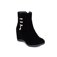 Ankle Boots for Women - Round Neck Waterproof Casual Ankle Bootie, Suede Boots Inner Height Platform Boot