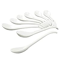 MEIYAHOME 4.5inch 11.5cm Ceramic small curved spoon 8pcs White mixing spoon,Espresso Spoon Set for Coffee, Afternoon Tea, Yogurt, Ice Cream and Desserts, Dessert Spoons Dishwasher Safe
