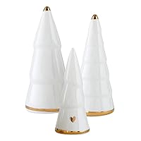 Santa Barbara Design Studio Holiday Shelf Décor Christmas Collection Ceramic Trees, Set of 3, White & Gold