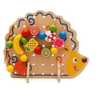 Early Learning Educational Montessori Puzzle Toy Wooden Hedgehog Fruit Bead Maze Jigsaw Puzzles