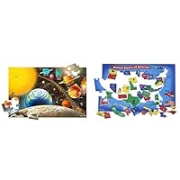 Melissa & Doug Solar System Floor Puzzle (Floor Puzzles, Easy-Clean Surface, Promotes Hand-Eye Coordination, 48 Pieces, 36” L x 24” W) AND Melissa & Doug USA (United States) Map Floor Puzzle