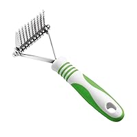 Andis 66050 De-Matting Rake with 10 Blades - Grooming Brush with Safety Edges & Promotes Healthy Skin & Coat - Non-Slip Handle, De-Shedding & Perfect for Long-Haired Breeds, Green, 7.5