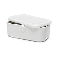 Large Butter Dish with Lid for Countertop, Airtight Butter Keeper Holds Up to 2 Sticks of Butter, Easy to Clean, Porcelain Butter Container for Kitchen Decor, White