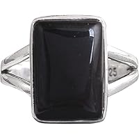 Black Onyx Gemstone Ring 925 Sterling Silver Jewelry (6)