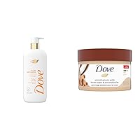 Dove Exfoliating Body Wash with Brightening Serum and Coconut Butter Brown Sugar Body Scrub 18.5 oz and 10.5 oz