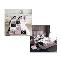 Manfei Deer Pink Bedding Set Twin Size 5pcs,Camo Deer Comforter Set with 1 Fitted Sheet + 1 Flat Sheet + 2 Pillowcases