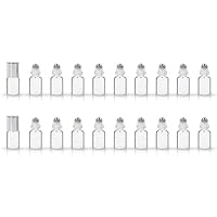 20 Pack Set 2ML(5/8 Dram) Micro Mini Glass Roll-on Glass Bottles with Metal Roller Balls - Refillable Slim Sample Vial Aromatherapy Essential Oil Roll On(2ML Pure Sliver)